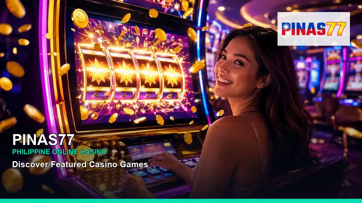 PINAS77 jackpot slot games in a celebratory scene for the PINAS77 brand search, casino access, games, account help and safer