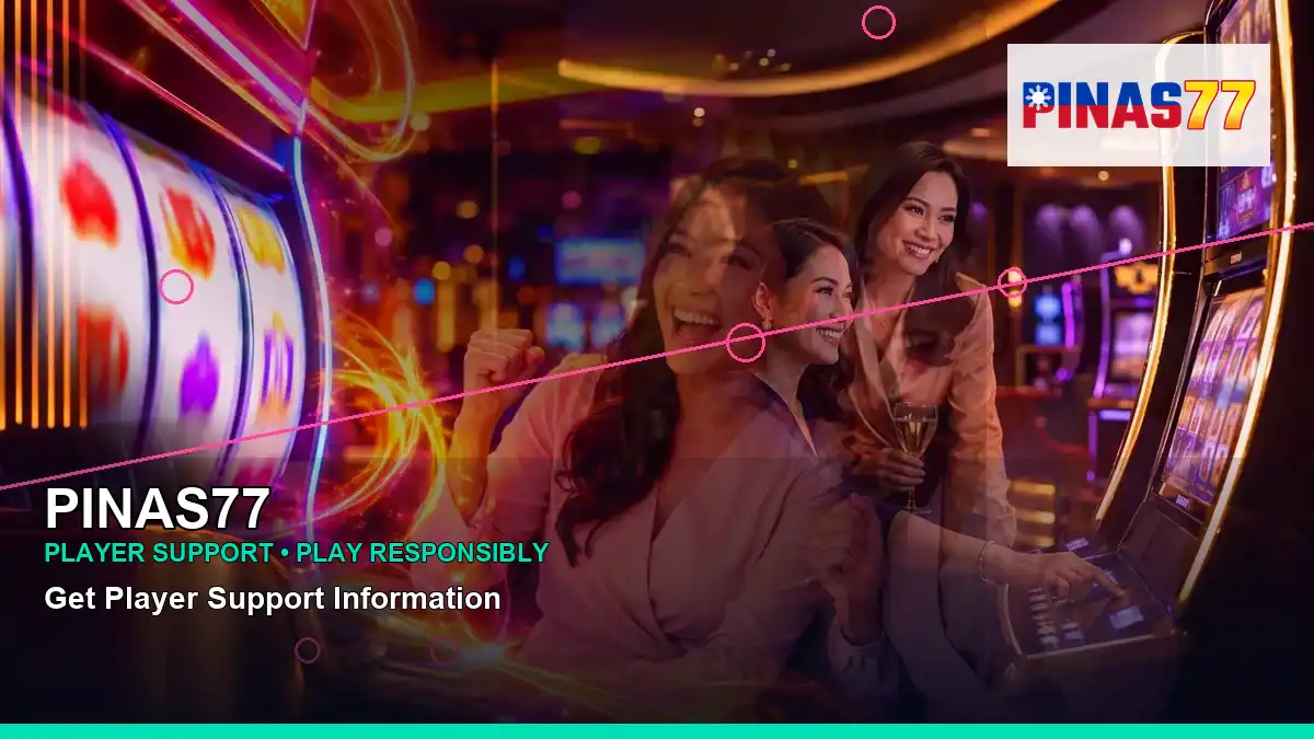 PINAS77 party online slot games featuring an adult Filipina casino host with a panoramic reel composition